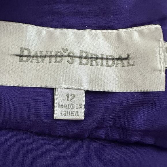 Davids Bridal Womens Dress 12 Regency Purple‎ Crinkle Chiffon One Shoulder Party - Picture 13 of 16